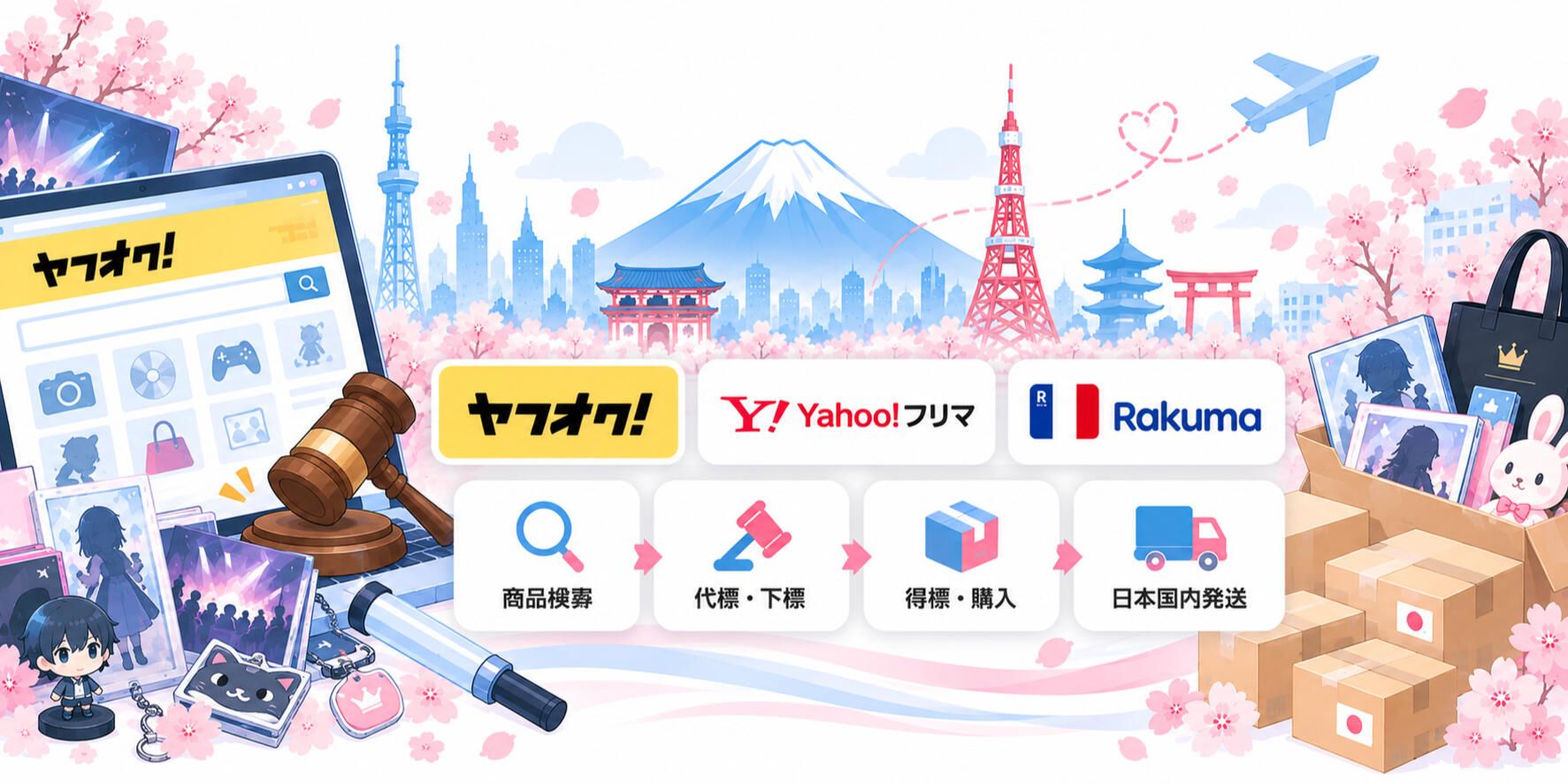 日本拍賣代標|Yahoo!オークション・Yahoo!フリマ・楽天ラクマ 日本拍賣與二手商品代標服務,可協助搜尋 Yahoo!オークション、Yahoo!フリマ及楽天ラクマ等平台的商品,進行代標、下標及後續日本國內寄送。